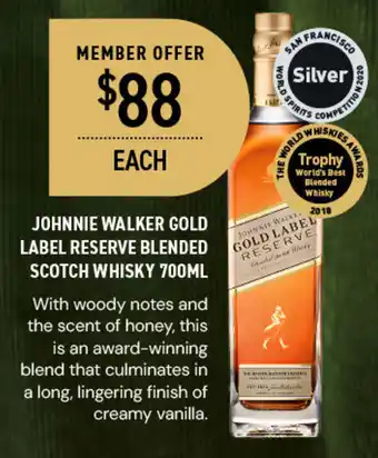 Dan Murphy's JOHNNIE WALKER GOLD LABEL RESERVE BLENDED SCOTCH WHISKY 700ML = offer