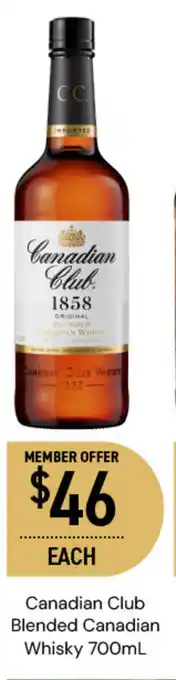 Dan Murphy's Canadian Club Blended Canadian Whisky 700mL offer