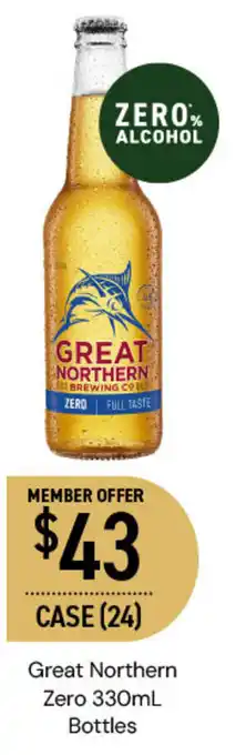 Dan Murphy's Great Northern Zero 330mL Bottles offer