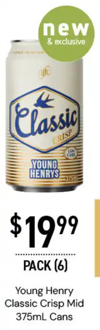 Dan Murphy's Young Henry Classic Crisp Mid 375mL Cans offer