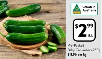 Foodworks Pre-Packed Baby Cucumbers 250g offer