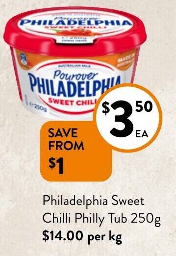 Philadelphia Sweet Chilli Philly Tub 250g offer at Foodworks