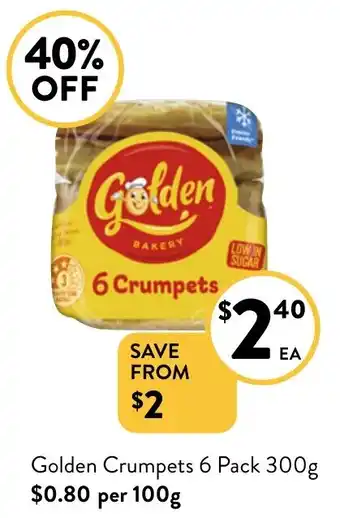 Foodworks Golden Crumpets 6 Pack 300g offer