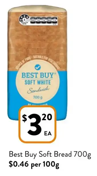 Foodworks Best Buy Soft Bread 700g offer
