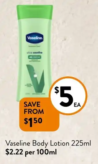 Foodworks Vaseline Body Lotion 225ml offer