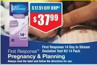 Chemist Warehouse First Response 14 Day In Stream First Response Ovulation Test Kit 14 Pack offer