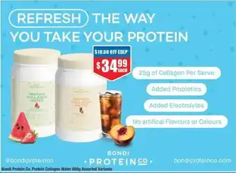 Chemist Warehouse Bondi Protein Co. Protein Collagen Water 660g Assorted Variants offer