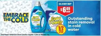 Chemist Warehouse Cold Power Advanced Clean Laundry Liquids 1 Litre or Powder 1kg offer
