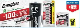 Chemist Warehouse Energizer Max AA 10 or AAA 8 Pack offer