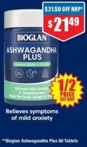 Chemist Warehouse Bioglan Ashwagandha Plus 60 Tablets offer