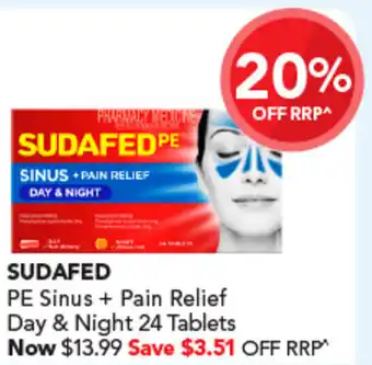 Amcal Pharmacies PE Sinus + Pain Relief Day & Night 24 Tablets offer