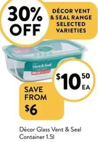 Foodworks Décor Glass Vent & Seal Container 1.5L offer