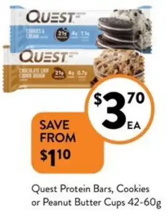 Foodworks Quest Protein Bars, Cookies or Peanut Butter Cups 42-60g offer