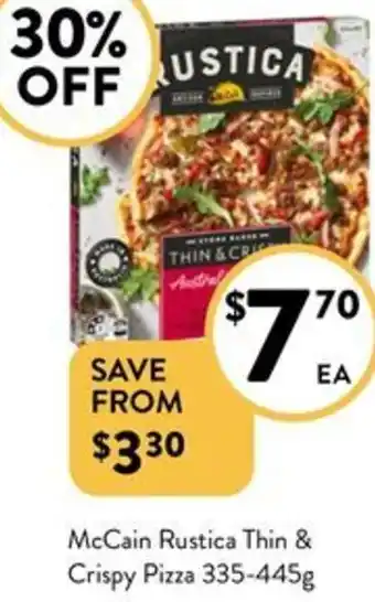 Foodworks McCain Rustica Thin & Crispy Pizza 335-445g offer