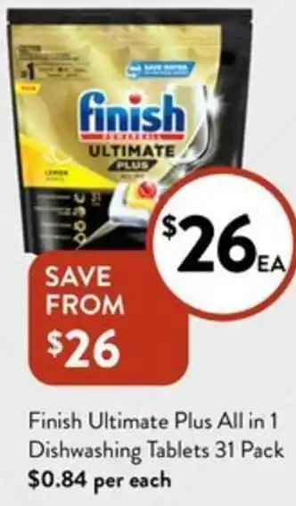 Finish Ultimate Plus All in 1 Dishwashing Tablets 31 Pack