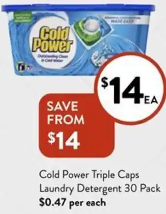 Foodworks Cold Power Triple Caps Laundry Detergent 30 Pack offer