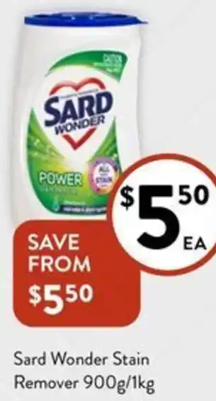 Foodworks Sard Wonder Stain Remover 900g/1kg offer