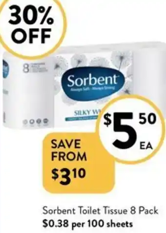 Foodworks Sorbent Toilet Tissue 8 Pack offer
