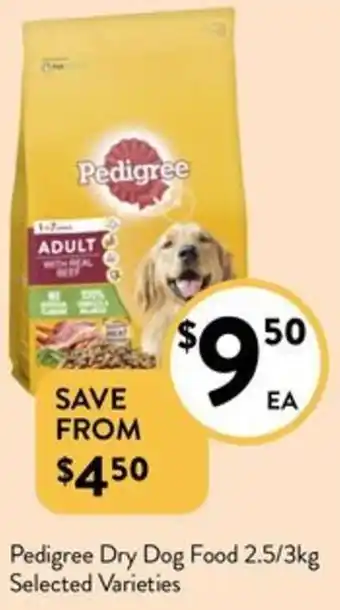 Foodworks Pedigree Dry Dog Food 2.5/3kg Selected Varieties offer