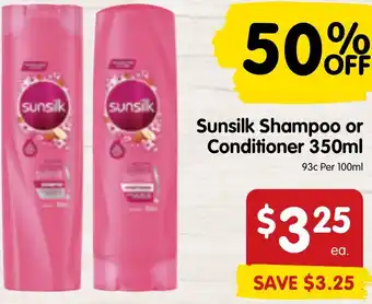 Spar Sunsilk Shampoo or Conditioner 350ml offer