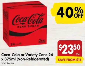 Spar Coca-Cola or Variety Cans 24 x 375ml offer