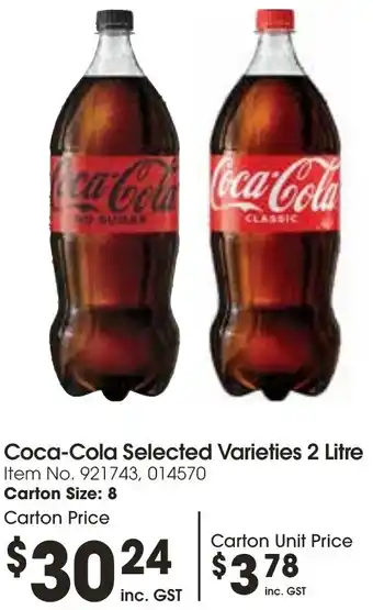 Campbells Wholesale Coca-Cola Selected Varieties 2 Litre offer