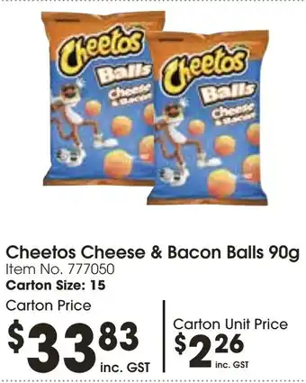 Campbells Wholesale Cheetos Cheese & Bacon Balls 90g offer