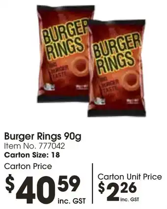 Campbells Wholesale Burger Rings 90g offer