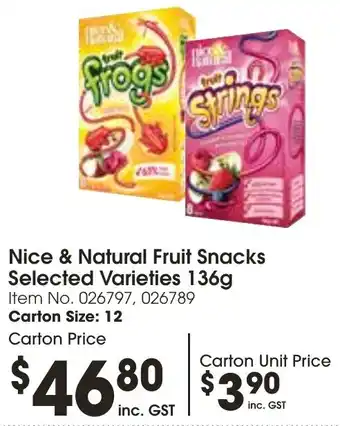 Campbells Wholesale Nice & Natural Fruit Snacks Selected Varieties 136g offer