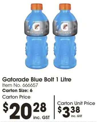 Campbells Wholesale Gatorade Blue Bolt 1 Litre offer