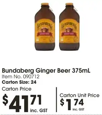 Campbells Wholesale Bundaberg Ginger Beer 375mL offer