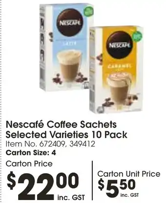 Campbells Wholesale Nescafé Coffee Sachets Selected Varieties 10 Pack offer