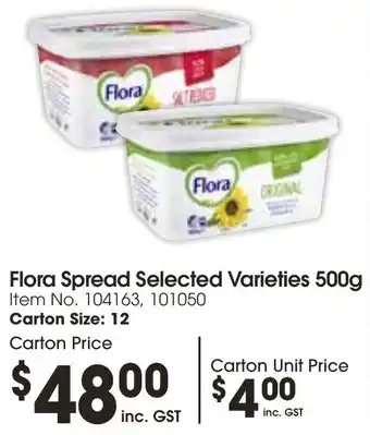 Campbells Wholesale Flora Spread Selected Varieties 500g offer