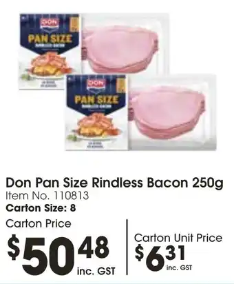 Campbells Wholesale Don Pan Size Rindless Bacon 250g offer