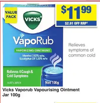 My Chemist Vicks Vaporub Vapourising Ointment Jar 100g offer