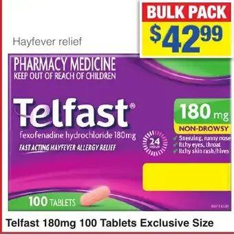 My Chemist Telfast 180mg 100 Tablets Exclusive Size offer