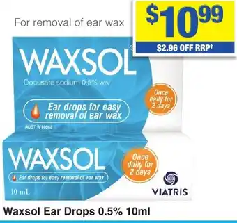 My Chemist Waxsol Ear Drops 0.5% 10ml offer