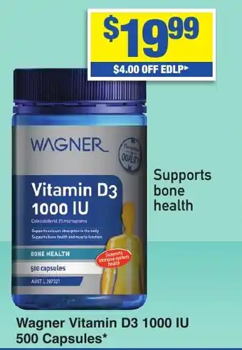 My Chemist Wagner Vitamin D3 1000 IU 500 Capsules offer