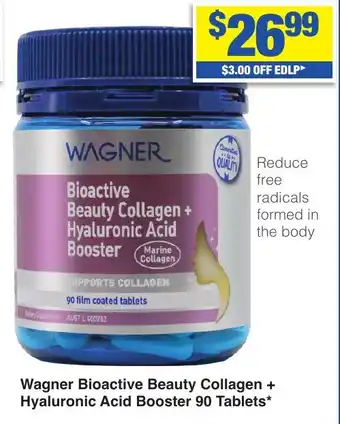 My Chemist Wagner Bioactive Beauty Collagen + Hyaluronic Acid Booster 90 Tablets offer