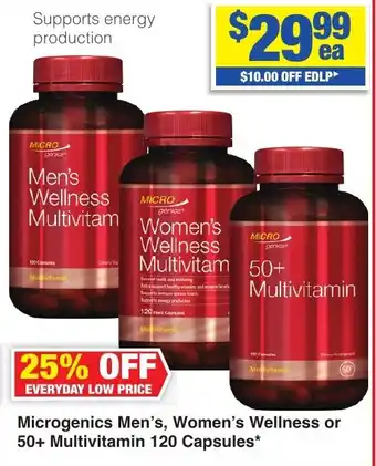 Microgenics Men's, Women's Wellness or 50+ Multivitamin 120 Capsules ...