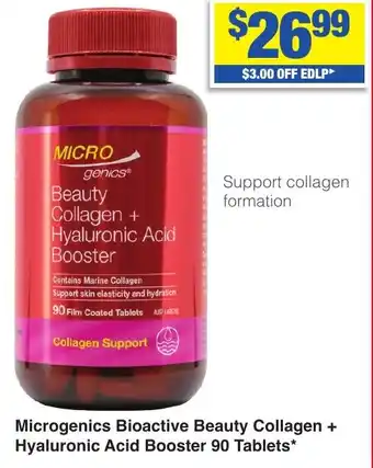 My Chemist Microgenics Bioactive Beauty Collagen + Hyaluronic Acid Booster 90 Tablets offer