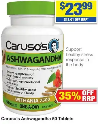 My Chemist Caruso's Ashwagandha 50 Tablets offer