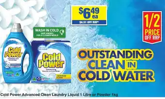 Cold Power Advanced Clean Laundry Liquid 1 Litre or Powder 1kg