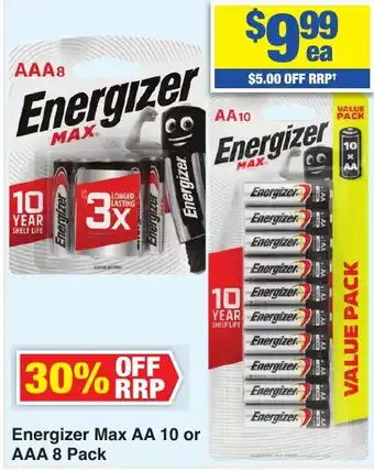 My Chemist Energizer Max AA 10 or AAA 8 Pack offer