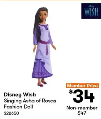 BIG W Disney Wish Singing Asha of Rosas Fashion Doll offer