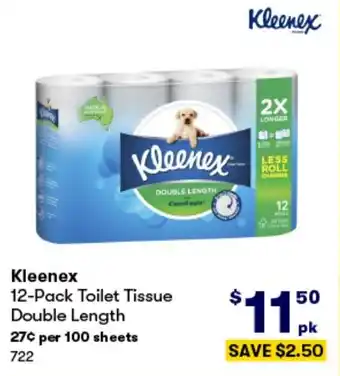 BIG W Kleenex 12-Pack Toilet Tissue Double Length offer
