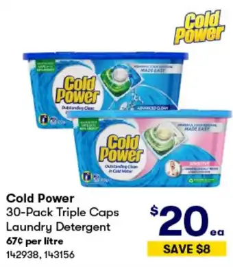 BIG W Cold Power 30-Pack Triple Caps Laundry Detergent offer