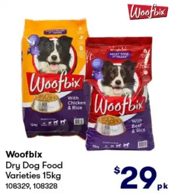 BIG W Woofbix Dry Dog Food Varieties 15kg offer