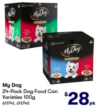 BIG W My Dog 24-Pack Dog Food Can Varieties 100g offer