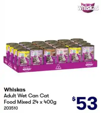 BIG W Whiskas Adult Wet Can Cat Food Mixed 24 x 400g offer